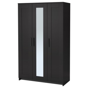 БРИМНЭС Шкаф платяной 3-дверный, черный