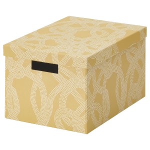 ТЬЕНА Коробка с крышкой, с рисунком, желтый