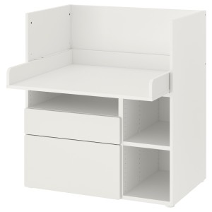 СМОСТАД Письменный стол, белый белый, с 2 ящиками