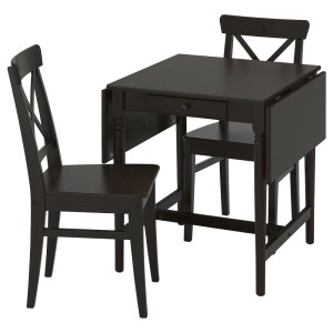 ИНГАТОРП / ИНГОЛЬФ Стол и 2 стула, черно-коричневый, коричнево-чёрный