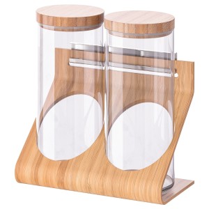 РИМФОРСА Подставка с контейнерами, стекло, бамбук