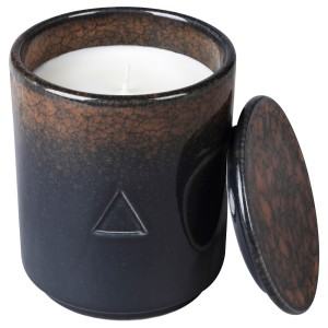 ОСИНЛИГ Ароматическая свеча в банке, Сандаловое дерево и ваниль, черный коричневый