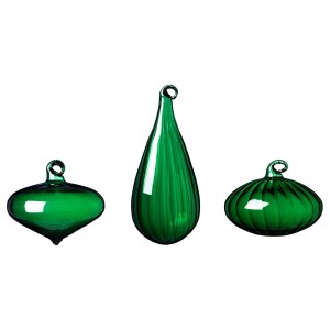 ВИНТЕР 2020 Декоративный шарик, 3 шт., различные формы, стекло зеленый