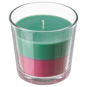 ФОРТГО Ароматическая свеча в стакане, Кокос и цветы, зеленый/розовый