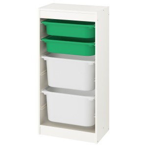 ТРУФАСТ Комбинация д/хранения+контейнеры, белый, зеленый белый