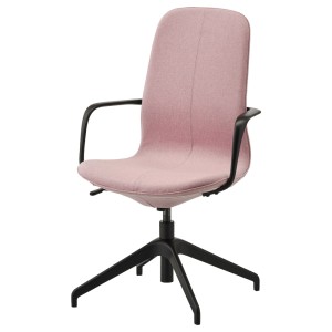 ЛОНГФЬЕЛЛЬ Рабочий стул с подлокотниками, Гуннаред светлый коричнево-розовый, черный
