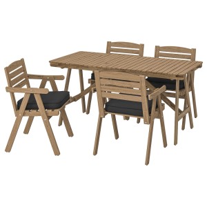 ФАЛЬХОЛЬМЕН Стол+4 кресла, д/сада, светло-коричневая морилка, ЙЭРПОН/дувхольмен антрацит