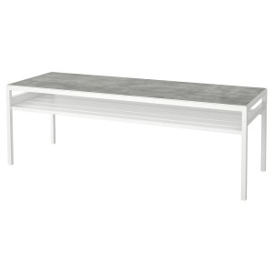 НИБОДА Журнальный стол/2-сторон столешница, светло-серый под бетон, белый