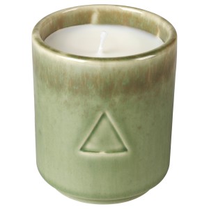 ОСИНЛИГ Ароматическая свеча в стакане, Цветок хлопчатника и яблоневый цвет, зеленый коричневый