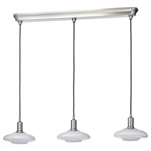 ТЭЛЛЬБЮН Подвесной светильник с 3 лампами, никелированный, молочный стекло