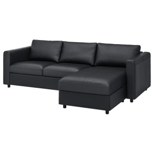 ВИМЛЕ 3-местный диван, с козеткой, Гранн/Бумстад черный