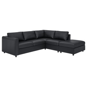 ВИМЛЕ 4-местный угловой диван, с открытым торцом, Гранн/Бумстад черный
