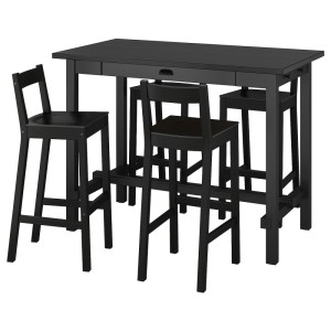 НОРДВИКЕН / НОРДВИКЕН Барн стол+4 барн стула, черный, черный