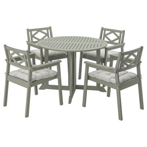 БОНДХОЛЬМЕН Стол+4 кресла, д/сада, серый морилка, Куддарна серый