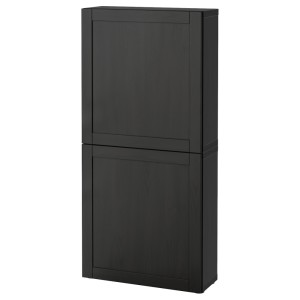 БЕСТО Навесной шкаф с 2 дверями, черно-коричневый, Ханвикен черно-коричневый