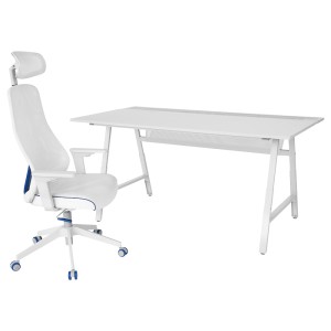 УТЕСПЕЛАРЕ / МАТЧСПЕЛ Геймерский стол и стул, светло-серый, белый