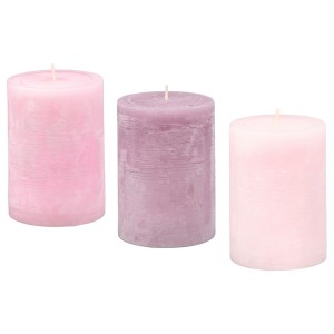 ЛУГГА Формовая свеча, ароматическая, Цветение розовый, 3шт
