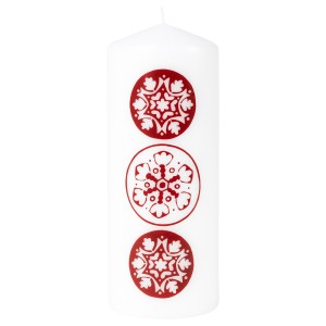 ВИНТЕР 2020 Неароматич свеча формовая, орнамент «снежинки» белый/красный