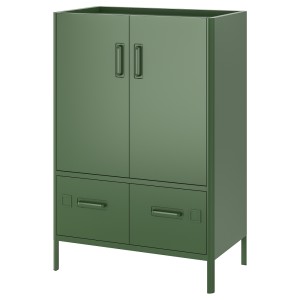 ИДОСЕН Шкаф с дверцами и ящиками, темно-зеленый