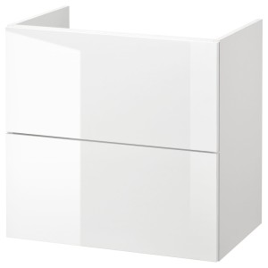 ФИСКОН Шкаф под раковину с 2 ящиками, глянцевый, белый