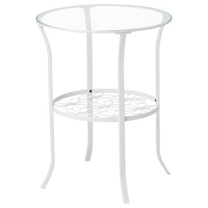 КЛИНГСБУ Придиванный столик, белый, прозрачное стекло