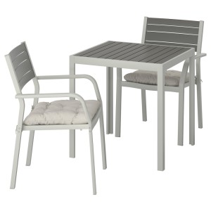 ШЭЛЛАНД Садовый стол и 2 легких кресла, темно-серый, Куддарна серый