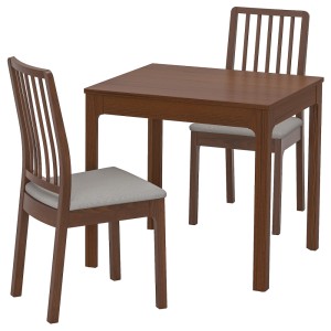 ЭКЕДАЛЕН / ЭКЕДАЛЕН Стол и 2 стула, коричневый, Рамна Оррста светло-серый