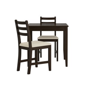 ЛЕРХАМН Стол и 2 стула, черно-коричневый, Рамна Виттарид бежевый