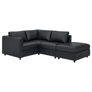 ВИМЛЕ 3-местный угловой диван, с открытым торцом, Гранн/Бумстад черный