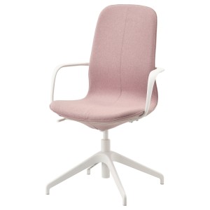 ЛОНГФЬЕЛЛЬ Рабочий стул с подлокотниками, Гуннаред светлый коричнево-розовый, белый
