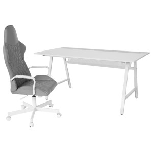УТЕСПЕЛАРЕ Геймерский стол и стул, серый, светло-серый