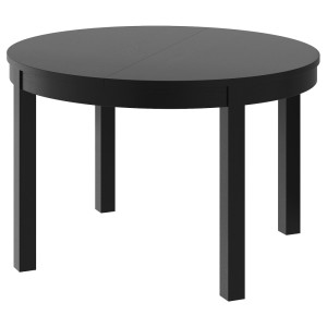 БЬЮРСТА Раздвижной стол, коричнево-чёрный