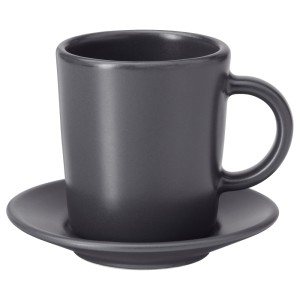 ДИНЕРА Чашка для кофе эспрессо с блюдцем, темно-серый