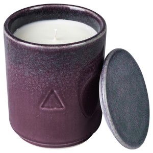 ОСИНЛИГ Ароматическая свеча в банке, Черная смородина и фрезия, фиолетовый бирюзовый