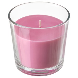 СИНЛИГ Ароматическая свеча в стакане, Вишневый, ярко-розовый