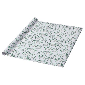 ВИНТЕР 2021 Рулон оберточной бумаги, орнамент «омела» бел/зелен, 3м