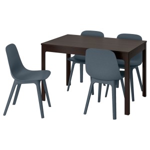 ЭКЕДАЛЕН / ОДГЕР Стол и 4 стула, темно-коричневый, синий