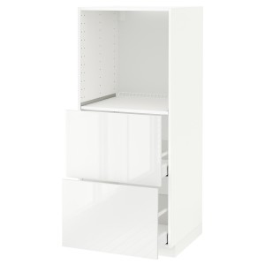 МЕТОД / МАКСИМЕРА Высокий шкаф с 2 ящиками д/духовки, белый, Рингульт белый