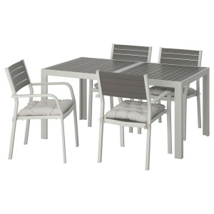 ШЭЛЛАНД Стол+4 кресла, д/сада, темно-серый, Куддарна серый
