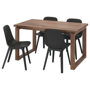 МОРБИЛОНГА Стол и 4 стула, дубовый шпон коричневая морилка, антрацит