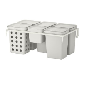 ХОЛЛБАР Решение для сортировки мусора, для кухонных ящиков МЕТОД вентилируемый, светло-серый