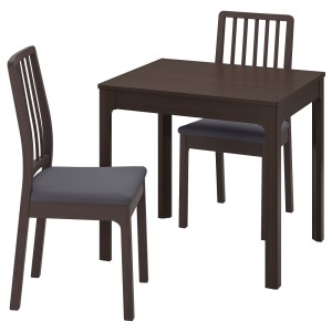 ЭКЕДАЛЕН / ЭКЕДАЛЕН Стол и 2 стула, темно-коричневый, Хакебу темно-серый