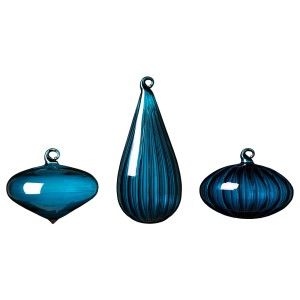 ВИНТЕР 2020 Декоративный шарик, 3 шт., различные формы, стекло синий