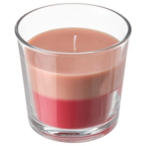 ФОРТГО Ароматическая свеча в стакане, Свежая клубника, красно-розовый