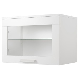 БРИМНЭС Навесной шкаф со стеклянной дверью, белый