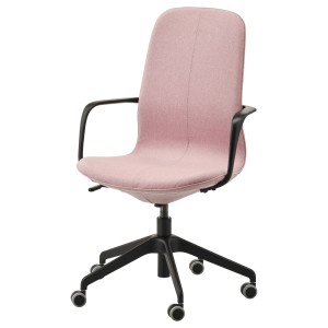 ЛОНГФЬЕЛЛЬ Рабочий стул с подлокотниками, Гуннаред светлый коричнево-розовый, черный