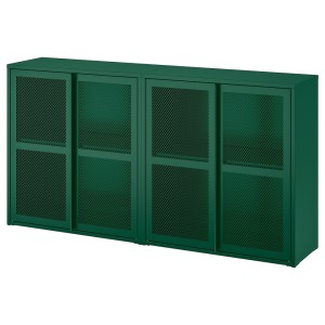 ИВАР Шкаф с дверями, зеленый сетка
