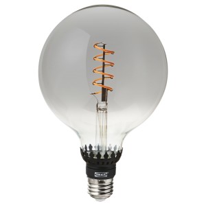 РОЛЛЬСБУ Светодиодная лампочка E27 140 лм, регулируемая яркость, шаровидный серое прозрачное стекло