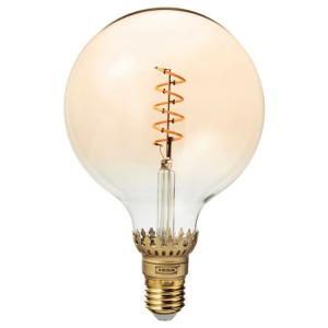 РОЛЛЬСБУ Светодиодная лампочка E27 140 лм, регулируемая яркость, шаровидный коричневый, прозрачное стекло