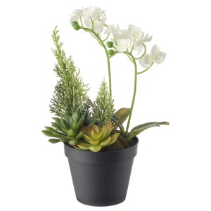 ВИНТЕРФЕСТ Искусственное растение в горшке, оформление, Орхидея белый